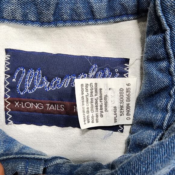 Wrangler Brushpopper Shirt MENS 16.5-34 Striped Western VINTAGE 90s X-Long Tails - Picture 7 of 11